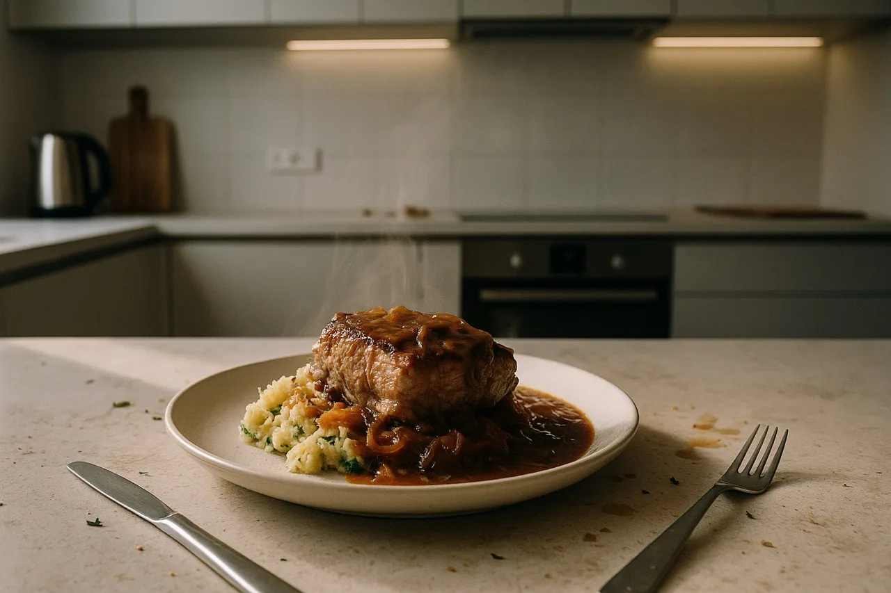 Ceafă de porc cu sos de ceapă