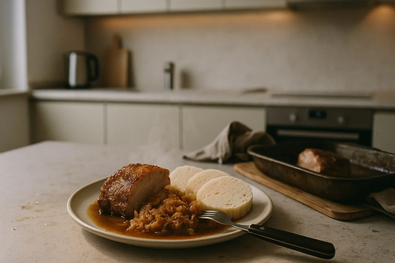 Friptură de porc cu varză și găluște knedlíky