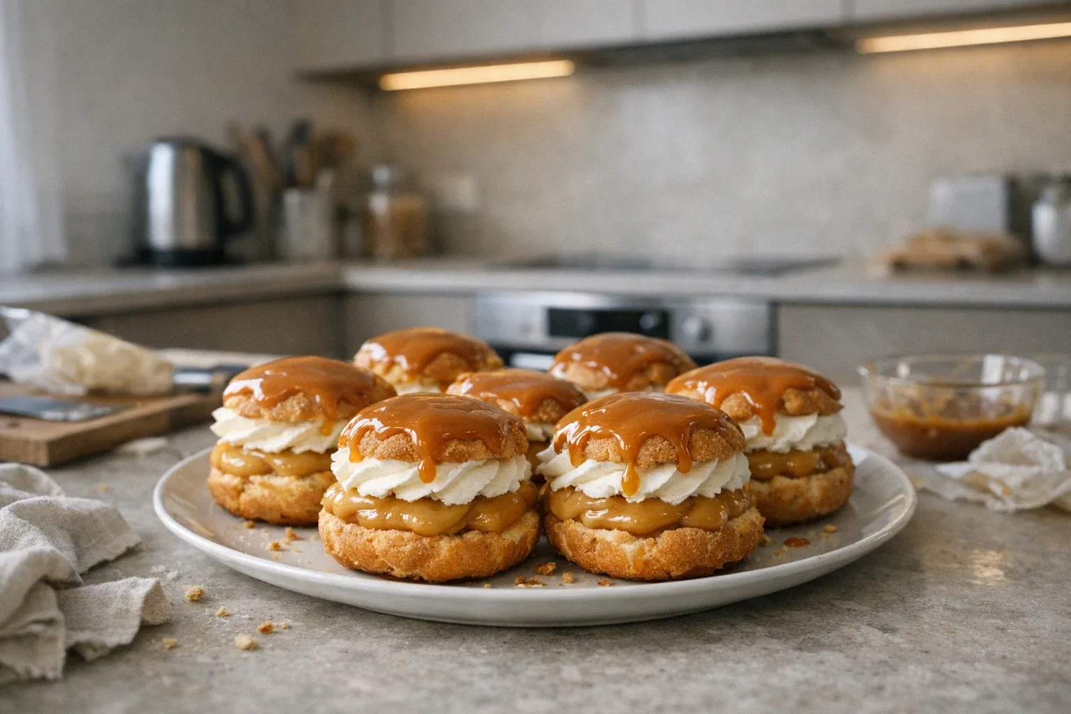 Choux-uri cu cremă de caramel
