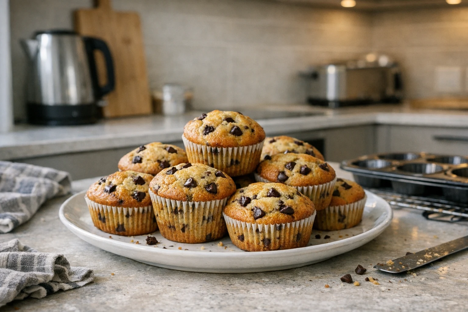 Muffins cu banane și bucăți de ciocolată