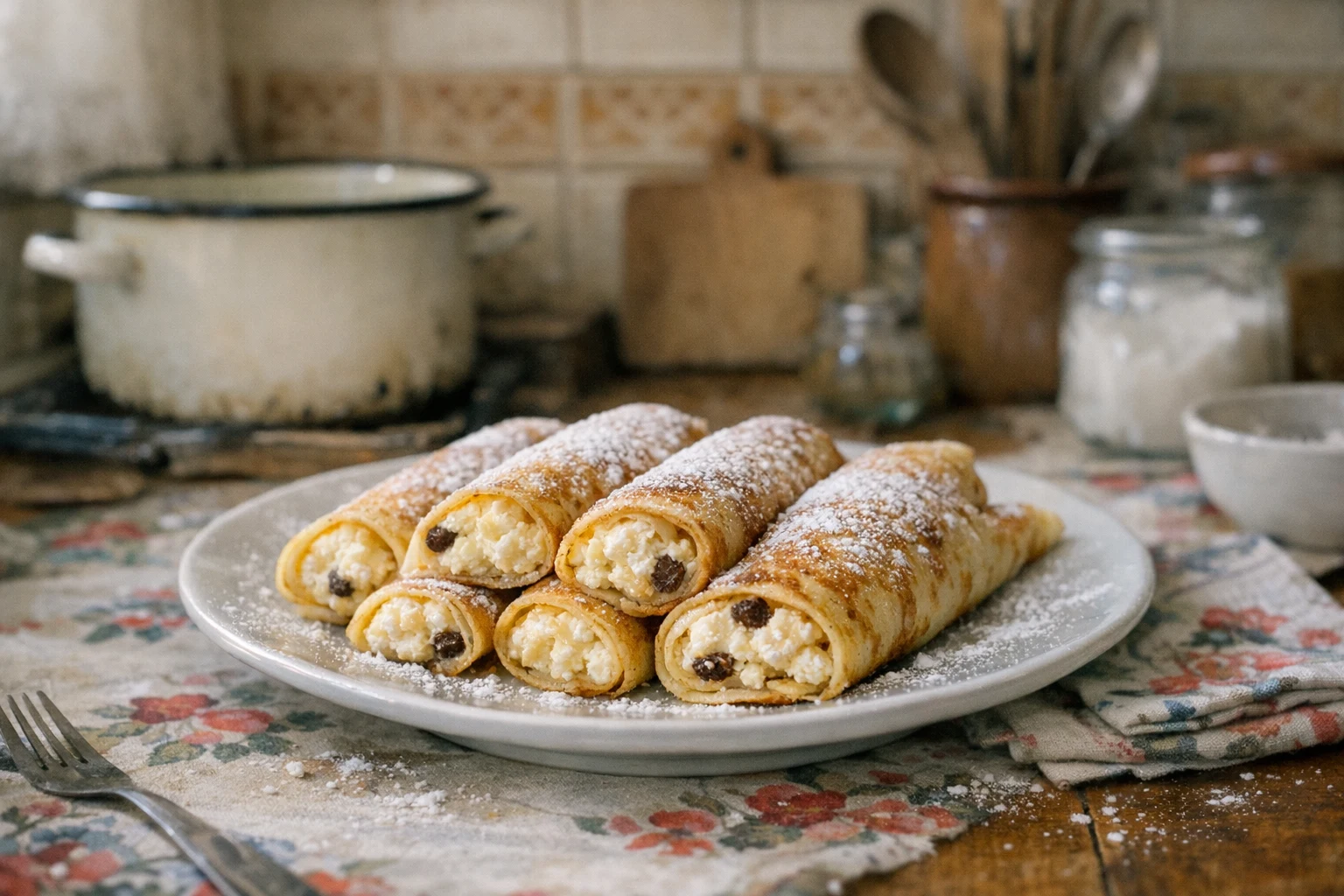 Clătite cu umplutură de brânză de vaci