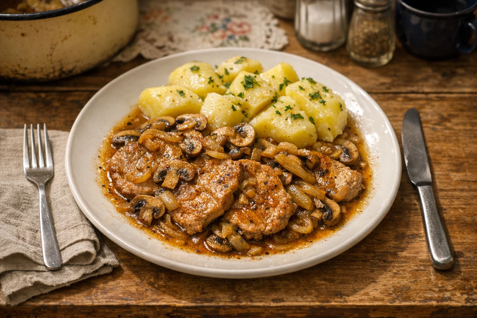 Cotlet de porc cu ciuperci