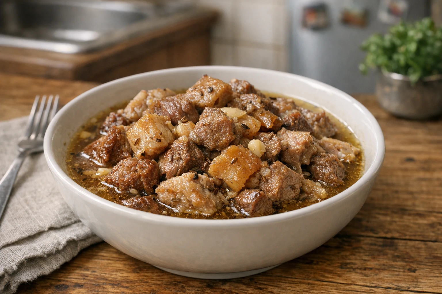 Carne la borcan, coaptă