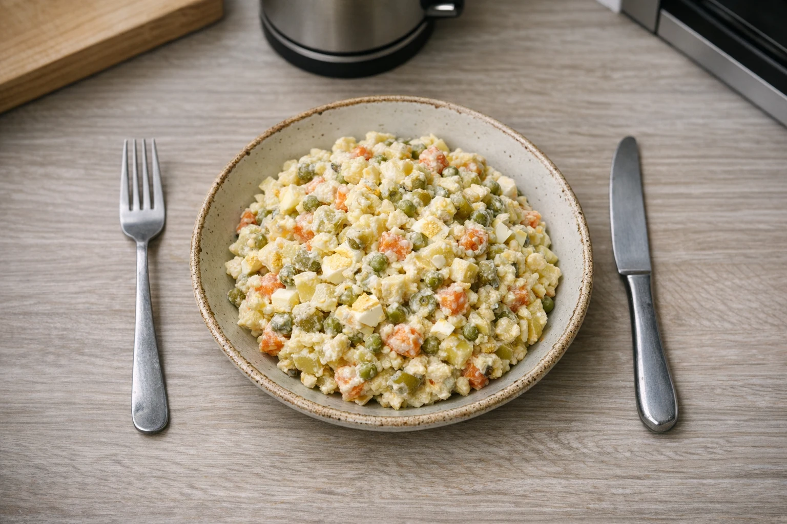 Salată de cartofi cu maioneză pentru Crăciun
