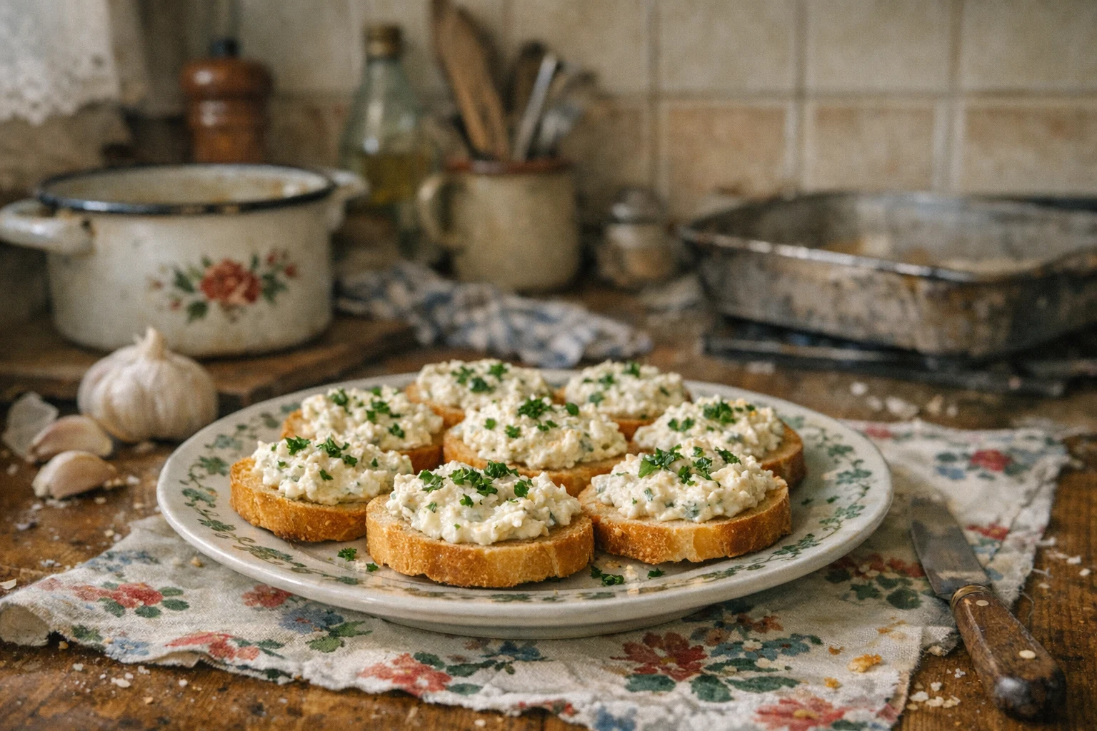 Cremă tartinabilă cu usturoi pentru tartine aperitiv