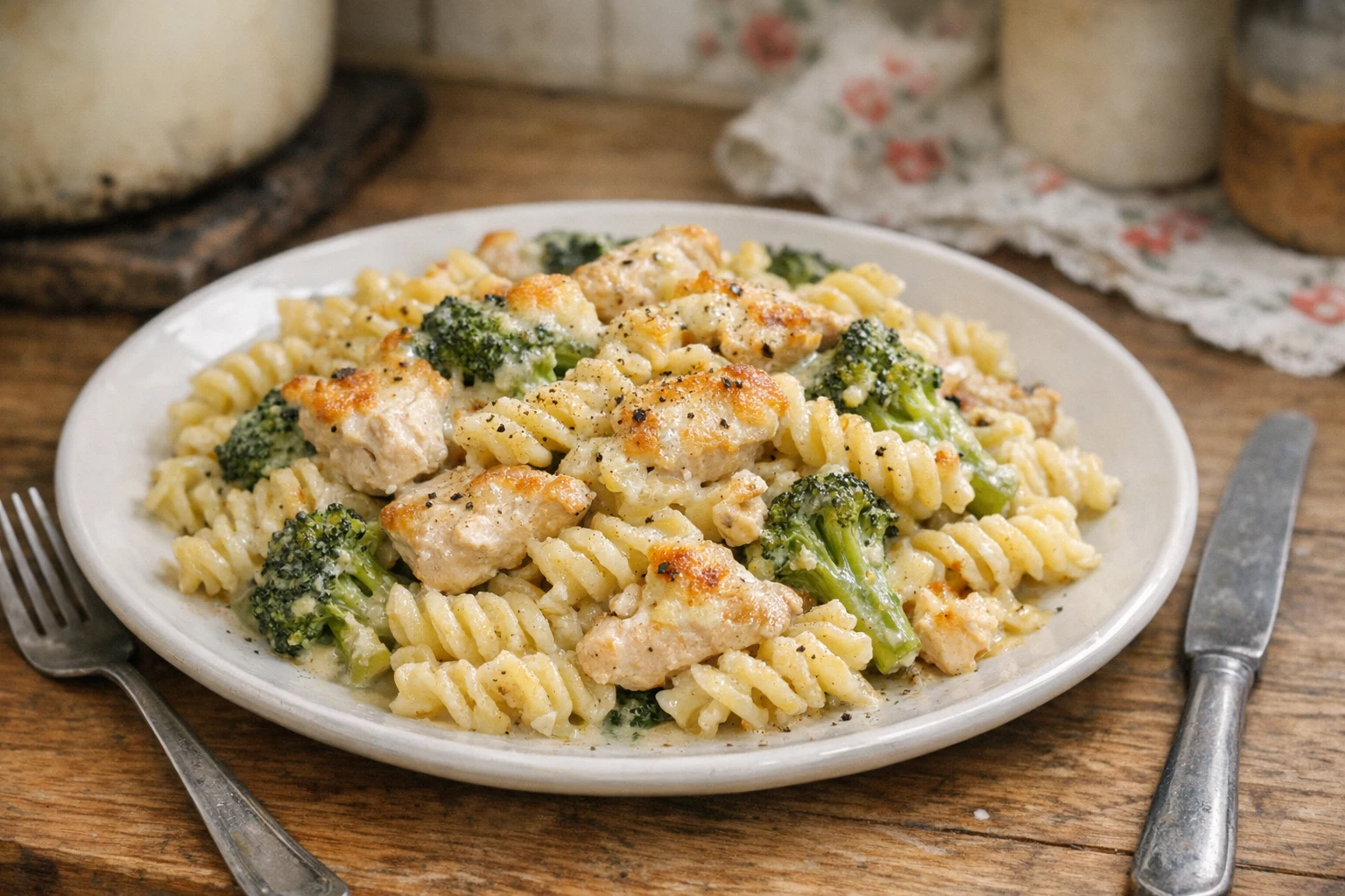 Paste gratinate cu broccoli și carne de pui