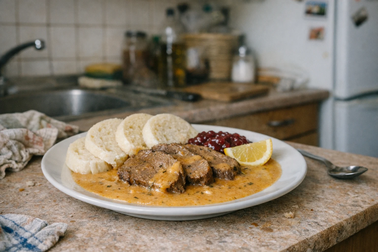 Friptură de vită cu sos cremos de legume