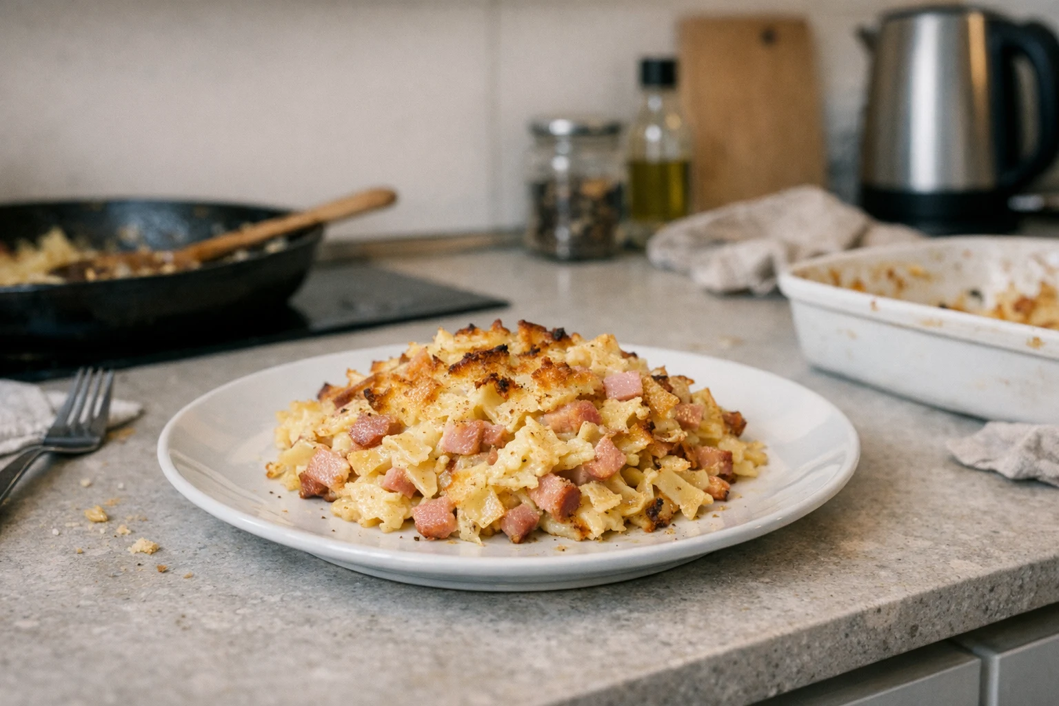 Paste gratinate cu șuncă