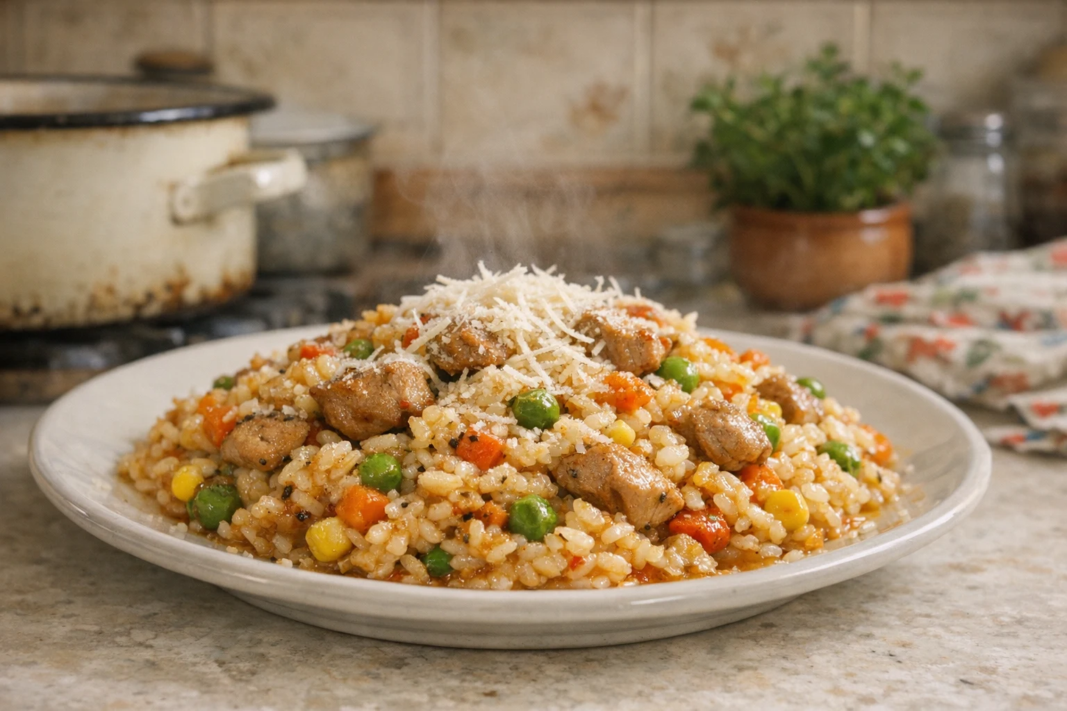 Risotto cu carne de porc și legume