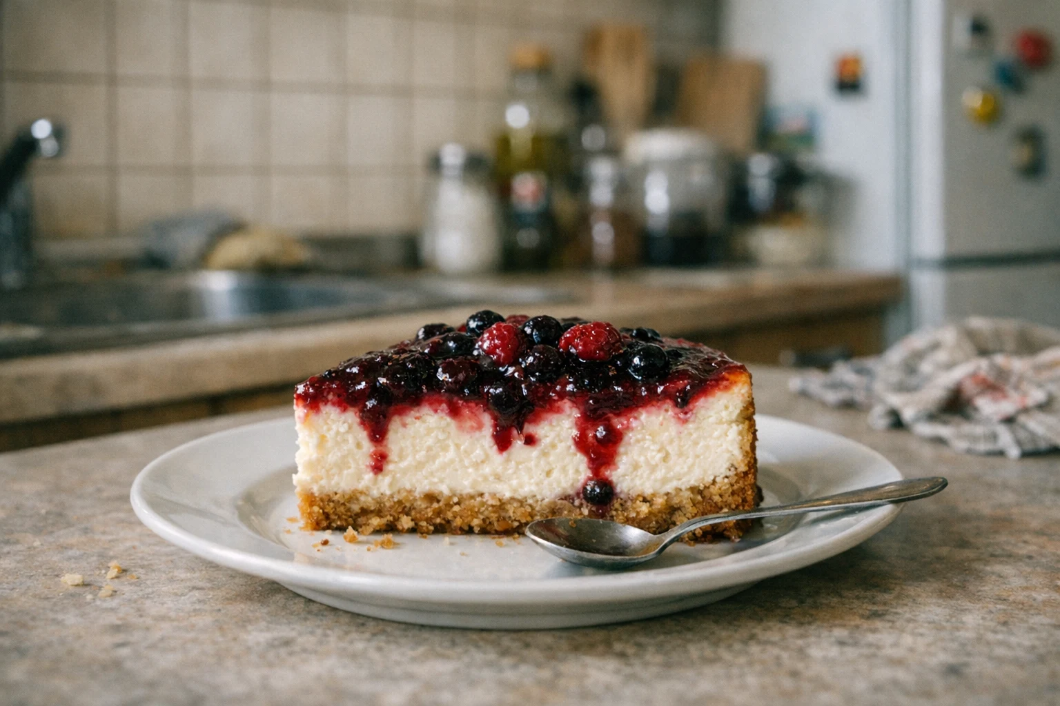 Cheesecake cu brânză de vaci și fructe de pădure