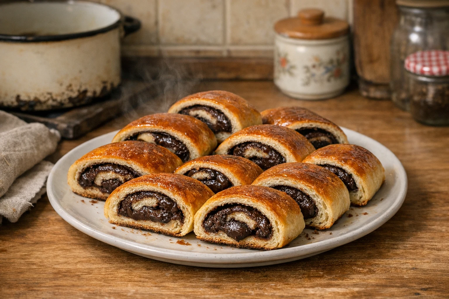 Cozonac rulat cu budincă de ciocolată