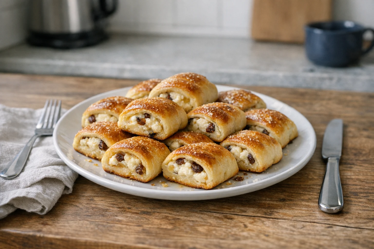 Mini rulouri cu brânză dulce