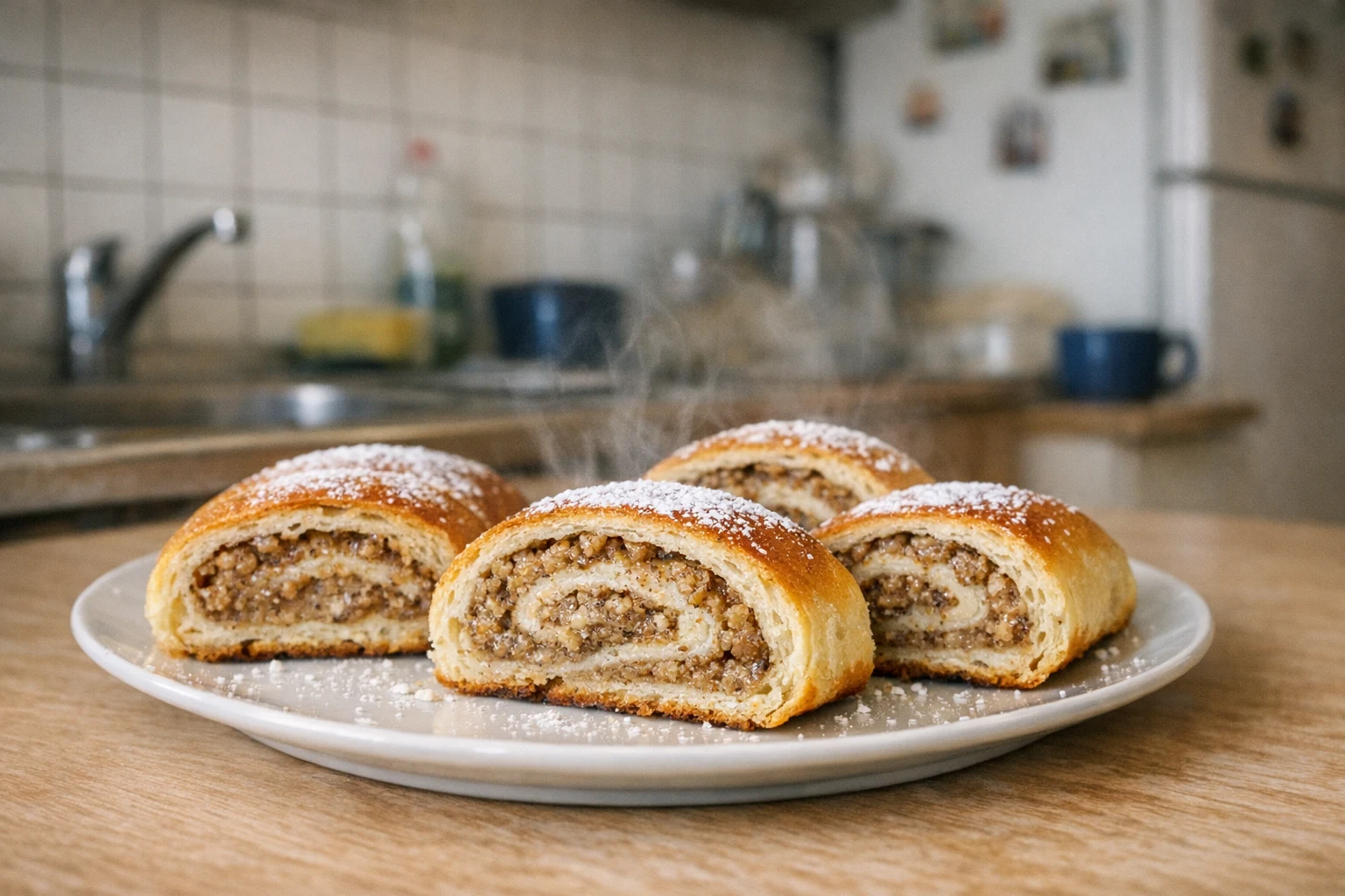 Cozonac rulat cu nucă