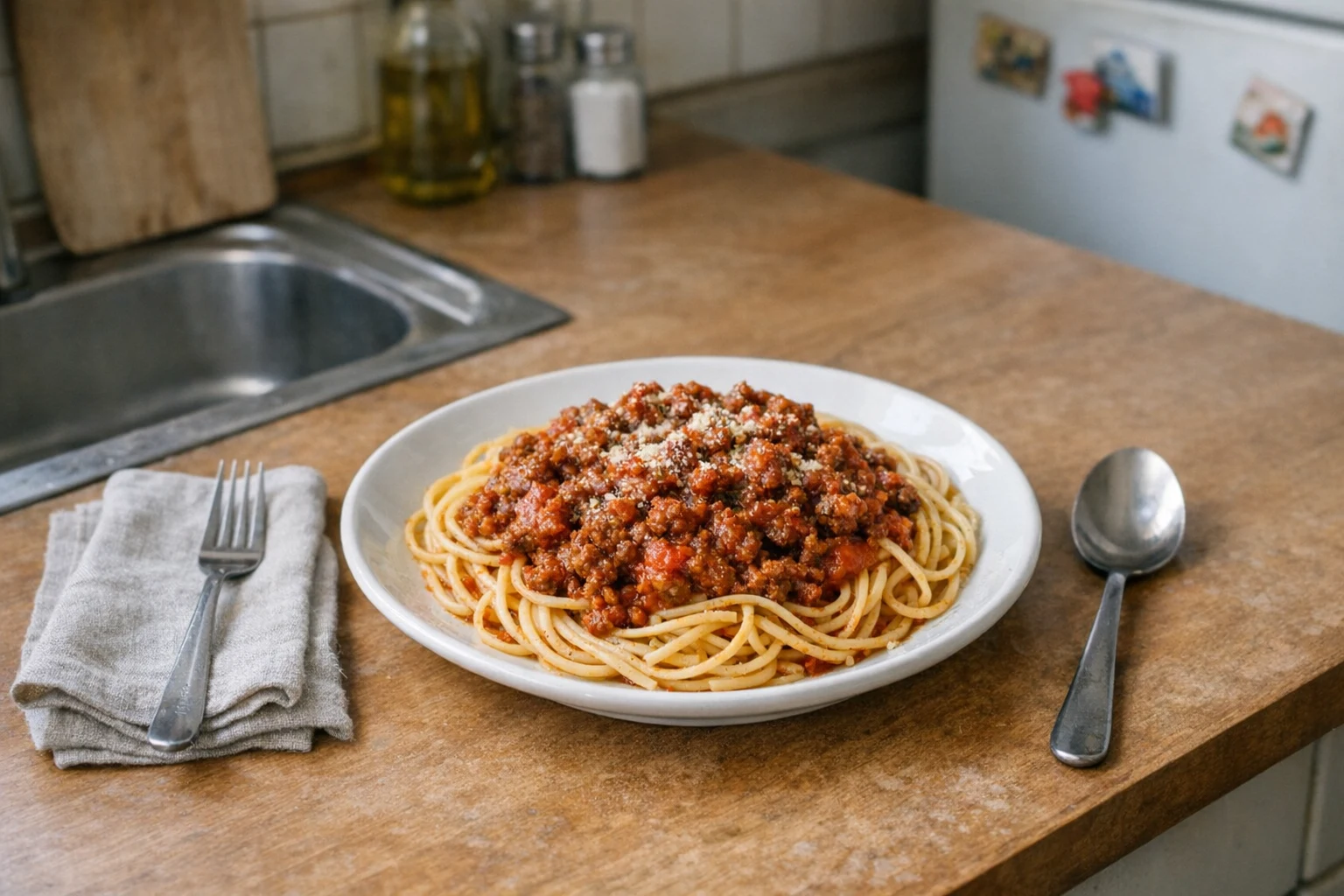 Spaghete cu carne tocată de vită