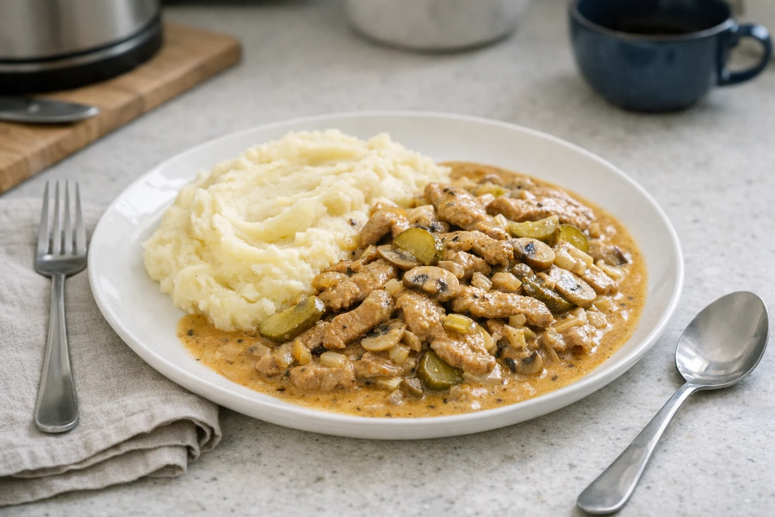 Pulpă de porc à la Stroganoff