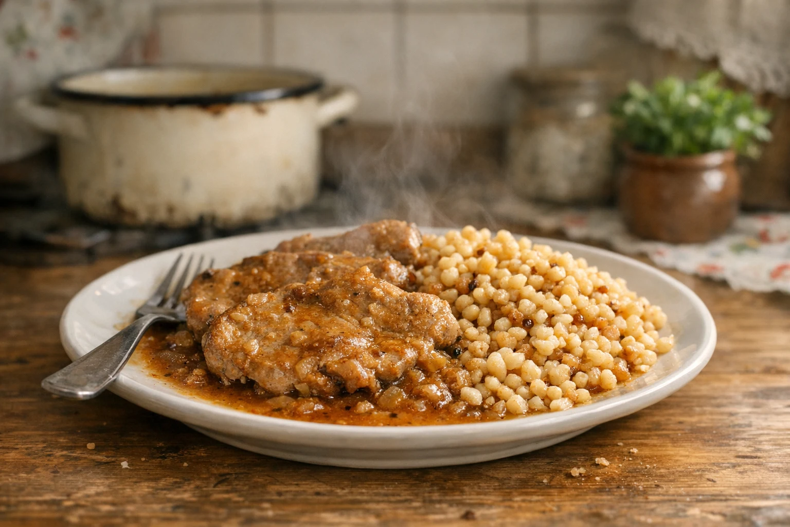Carne de porc simplă cu tarhonya
