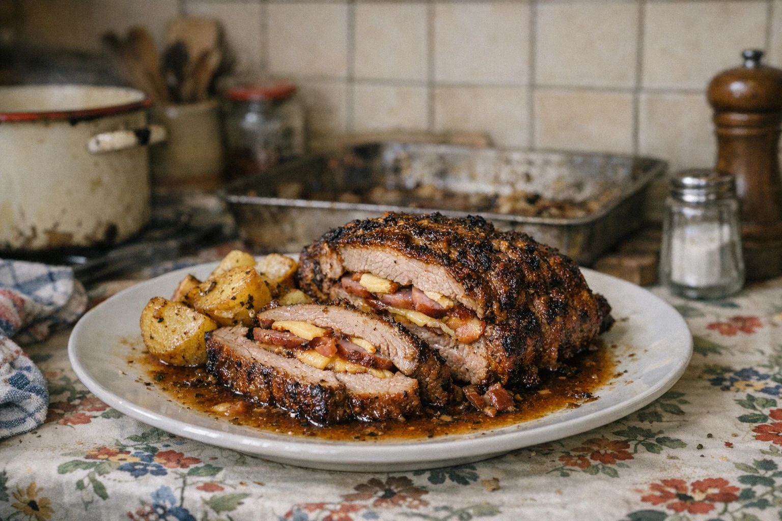 Ceafă de porc umplută la cuptor